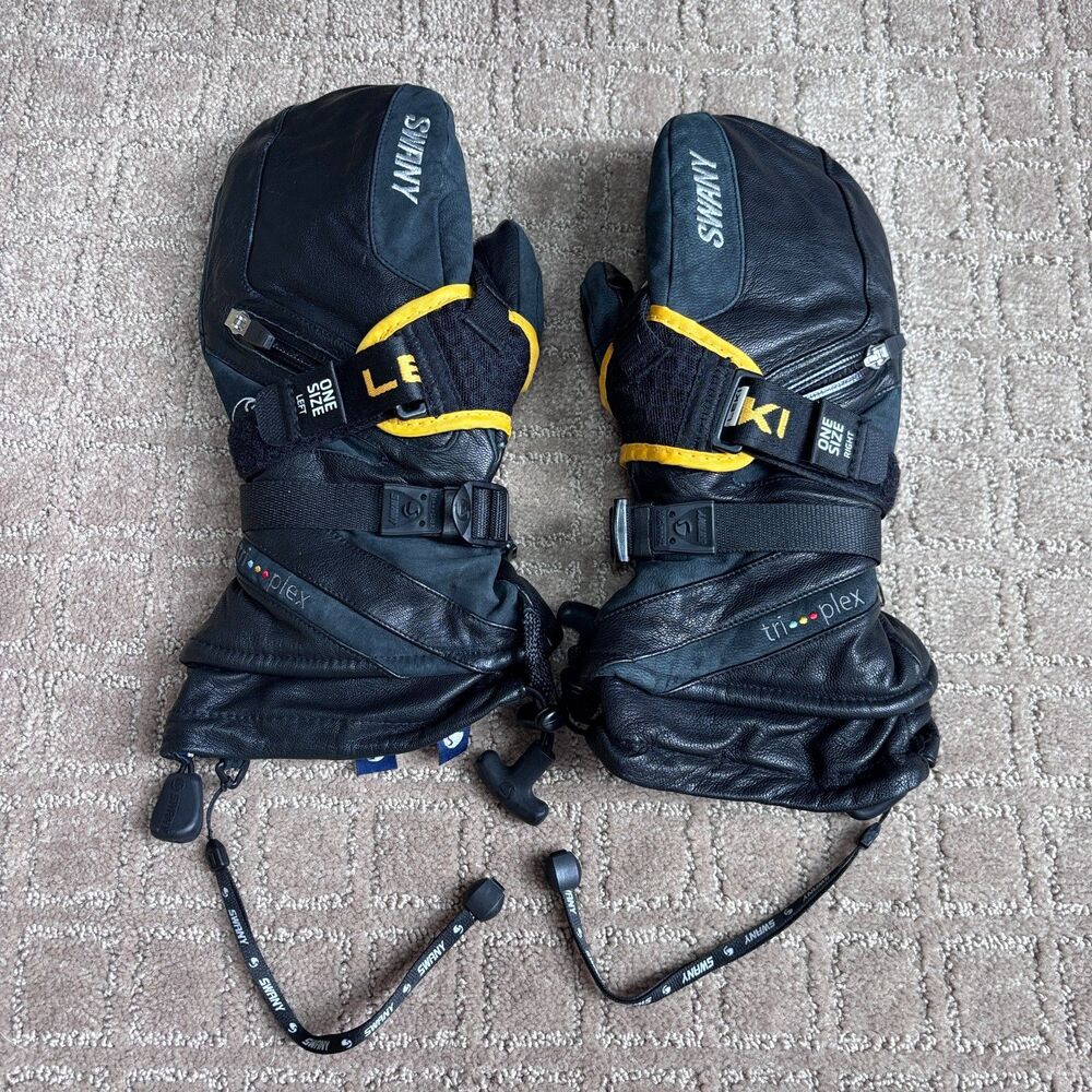 SWANY Tri-Plex SX-44 Leather Ski Mittens Gloves Men's XL Black Winter Snowboard